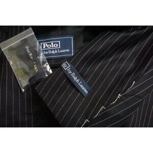 Polo Ralph Lauren x Corneliani Black Striped Wool 2 Pc Suit Jacket Pants 42R NEW